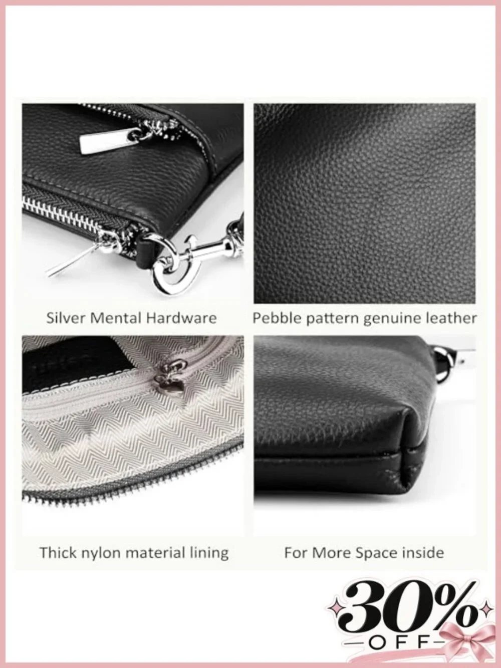 Genuine Full Grain Leather Crossbody Bag Lightweight Adjustable Strap